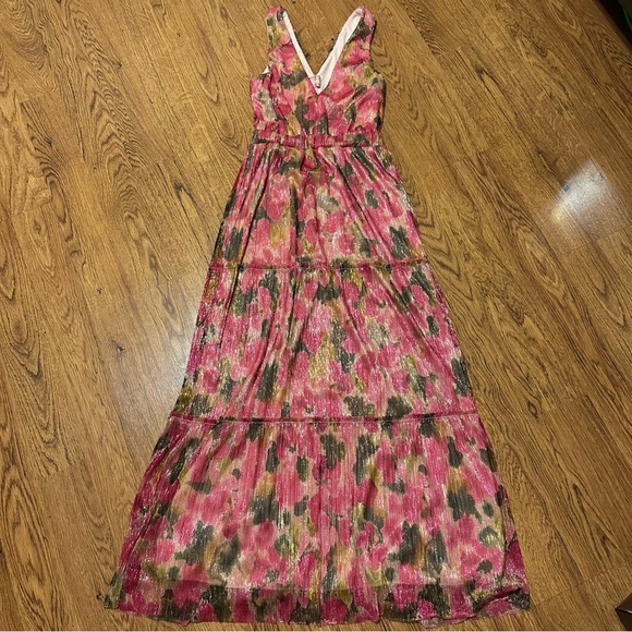 Show Me Your MuMu Pink Tiered Ruffled Maxi Dress sleeveless small lined floral - Picture 2 of 9